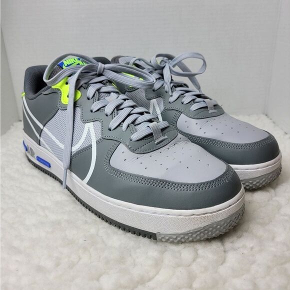 Nike Air Force 1 React Men's Sneaker Size 12.5  Wolf Grey-White-Smoke Grey - Picture 1 of 10